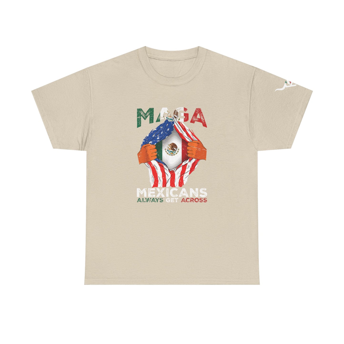 KpasaGuey Mexicans going anywhere, Unisex Heavy Cotton Tee, Here to stay, Wear your voice, Print front Sleeve