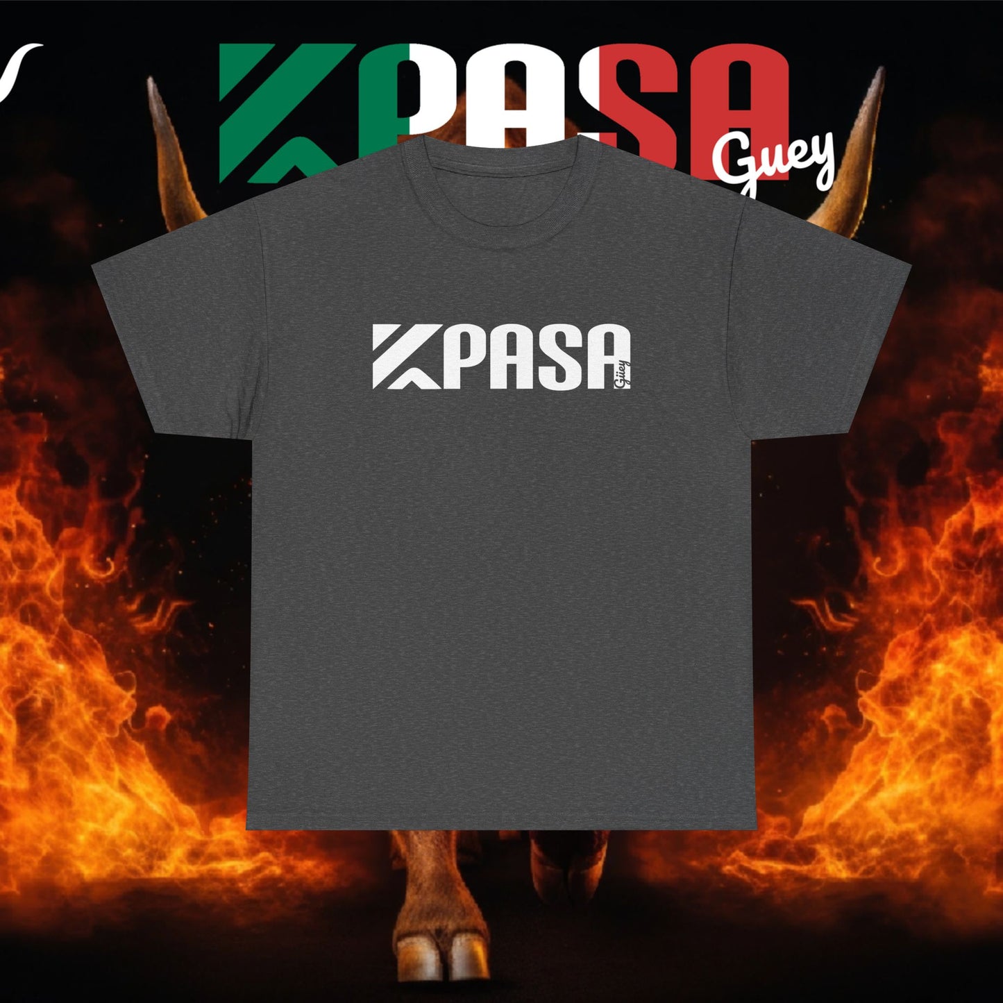 KPASA GUEY white design Unisex Heavy Cotton Tee, Moda con Sabor a Rancho, Front Only