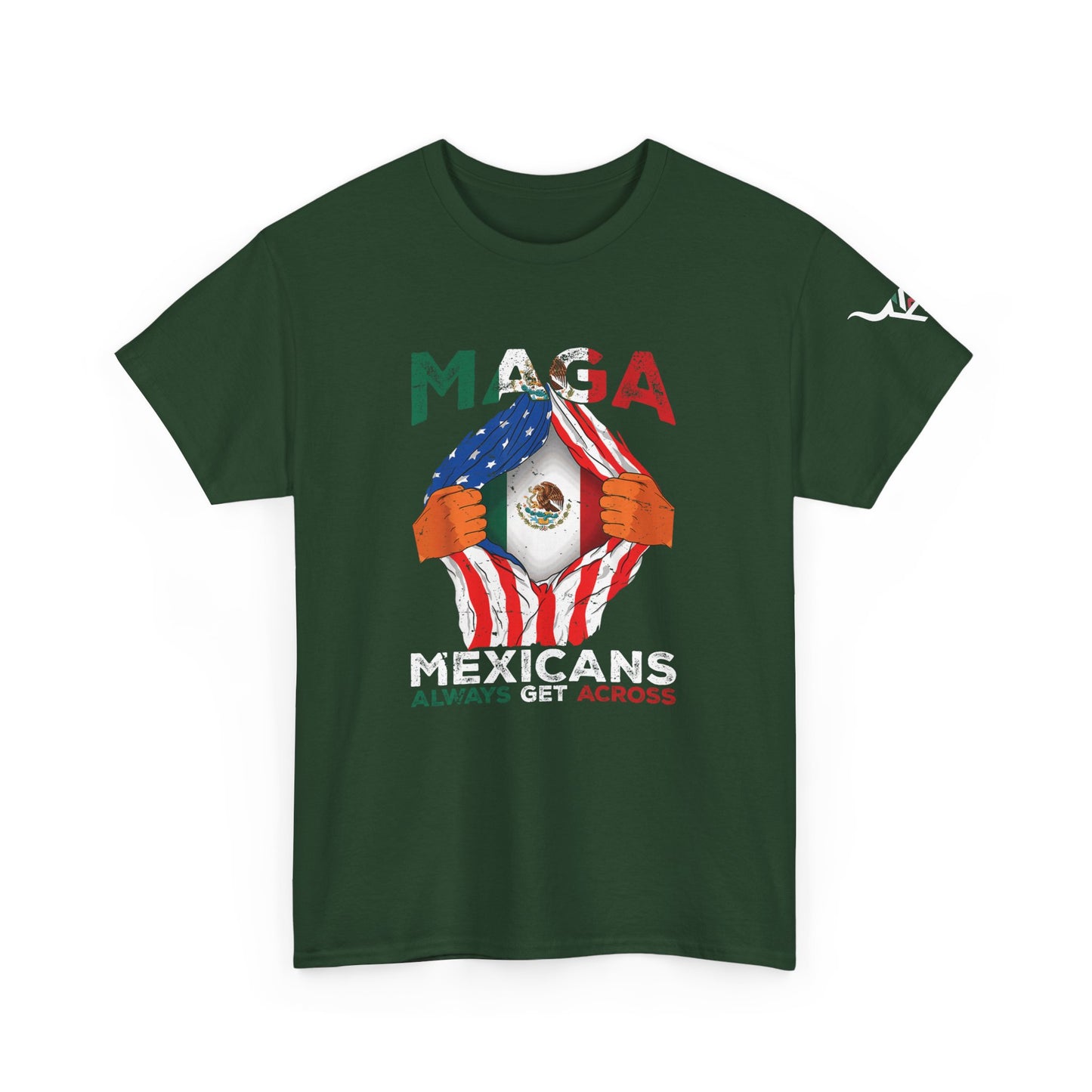 KpasaGuey Mexicans going anywhere, Unisex Heavy Cotton Tee, Here to stay, Wear your voice, Print front Sleeve