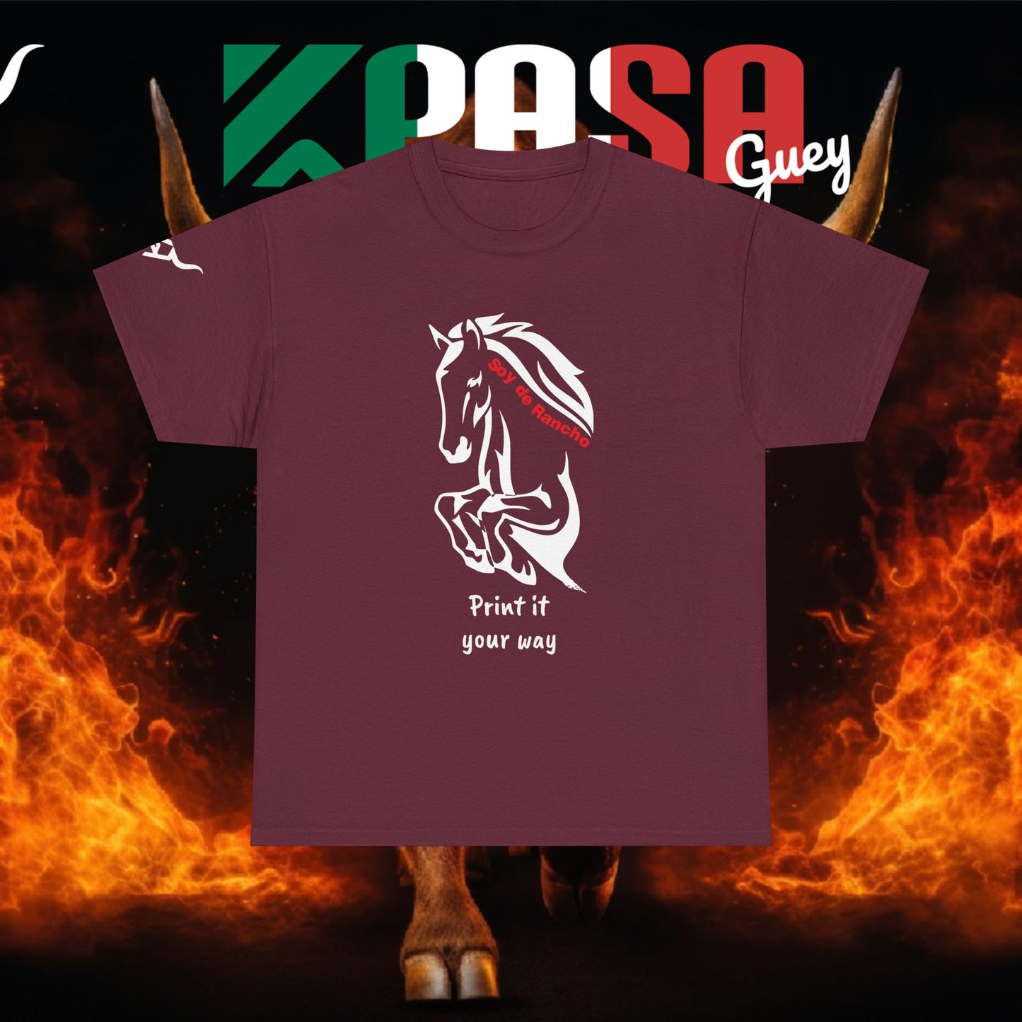 Soy de Rancho KPASA GUEY tri-color Mexico Unisex Heavy Cotton Tee