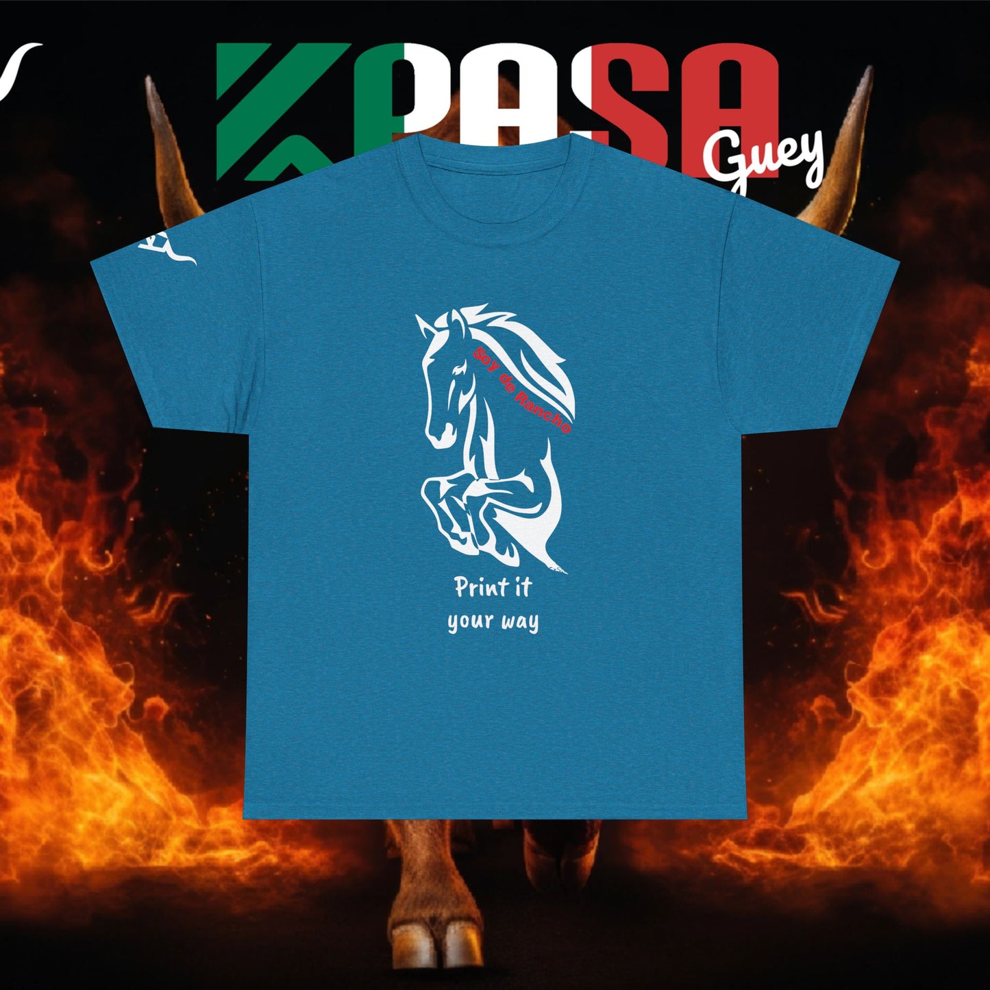 Soy de Rancho KPASA GUEY tri-color Mexico Unisex Heavy Cotton Tee