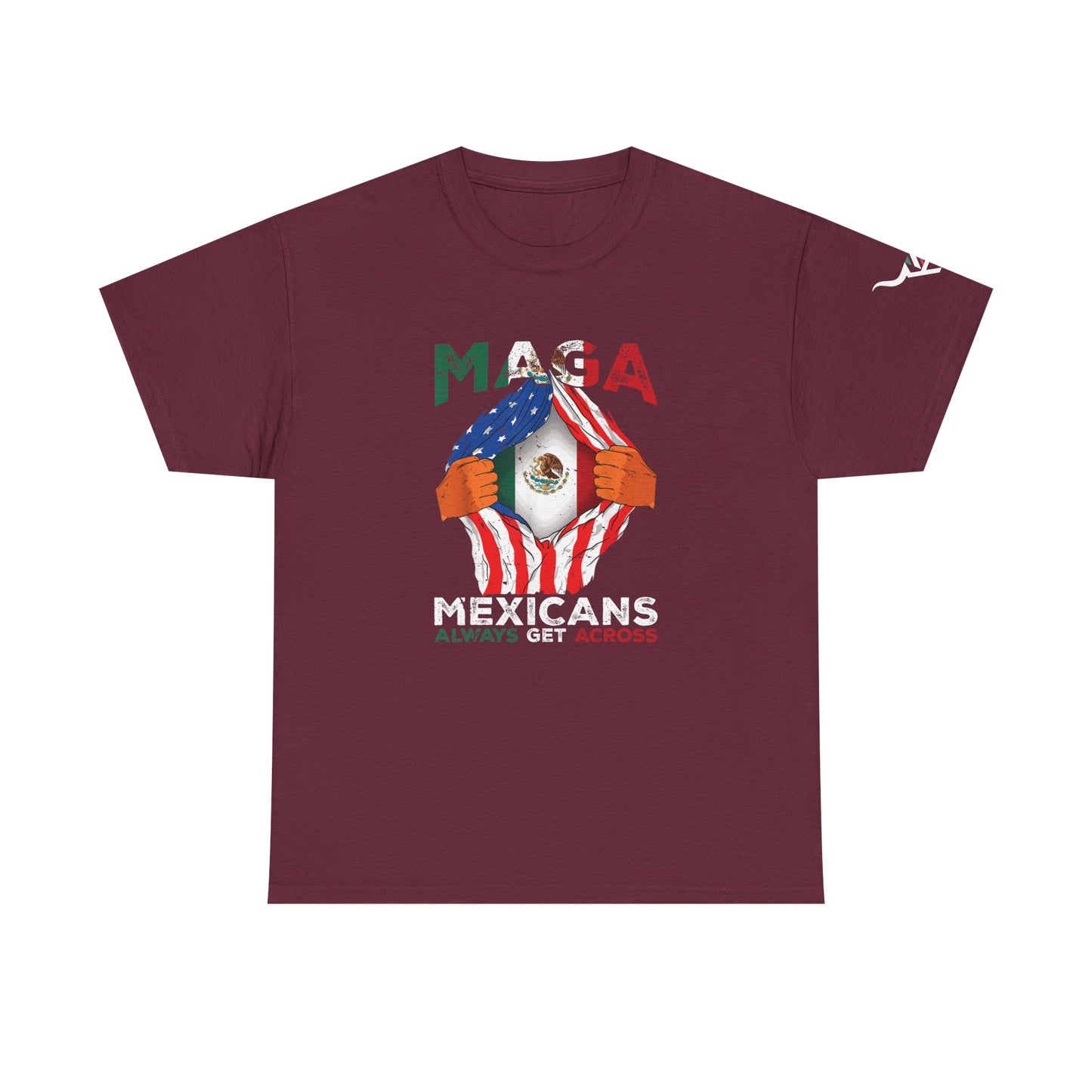 KpasaGuey Mexicans going anywhere, Unisex Heavy Cotton Tee, Here to stay, Wear your voice, Print front Sleeve