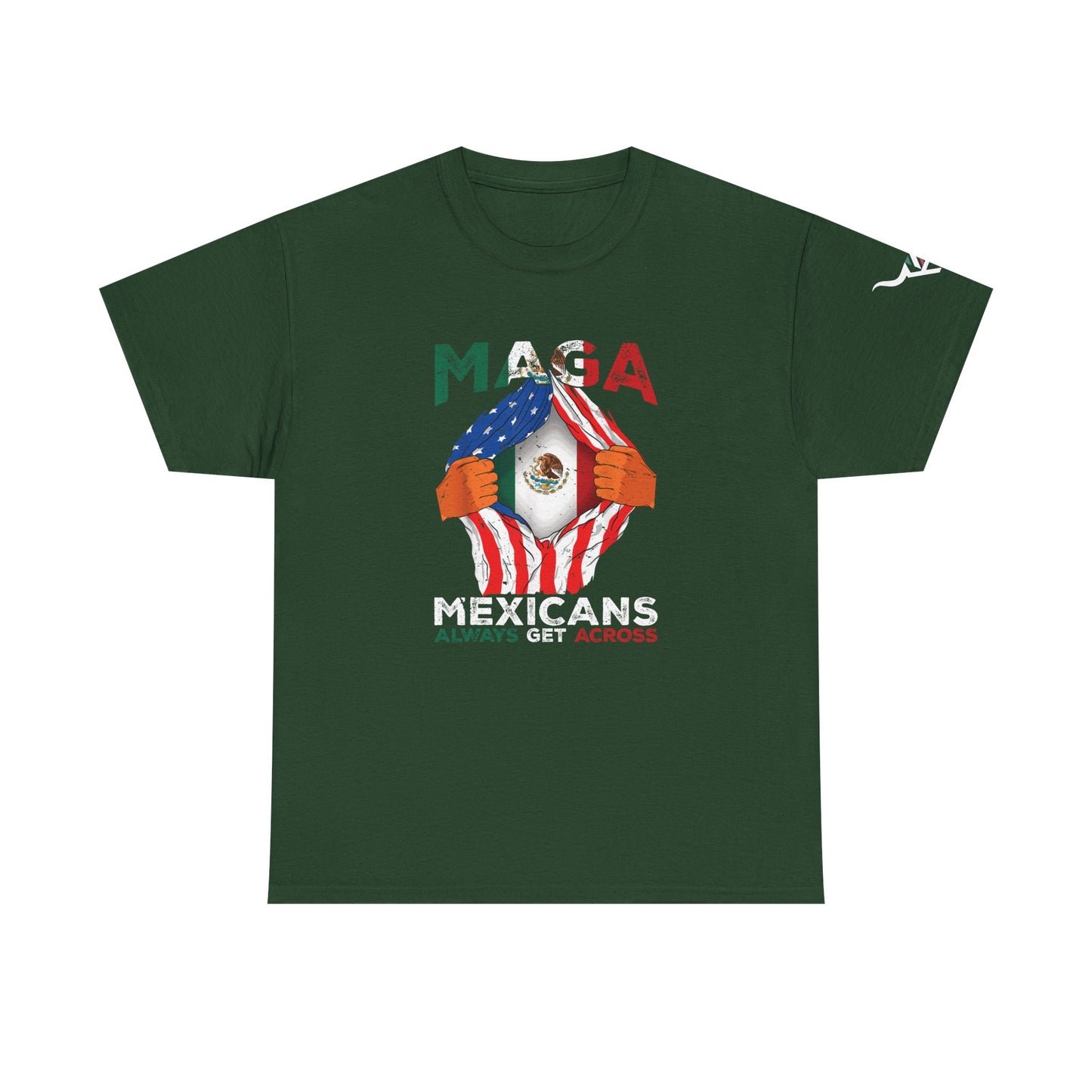 KpasaGuey Mexicans going anywhere, Unisex Heavy Cotton Tee, Here to stay, Wear your voice, Print front Sleeve