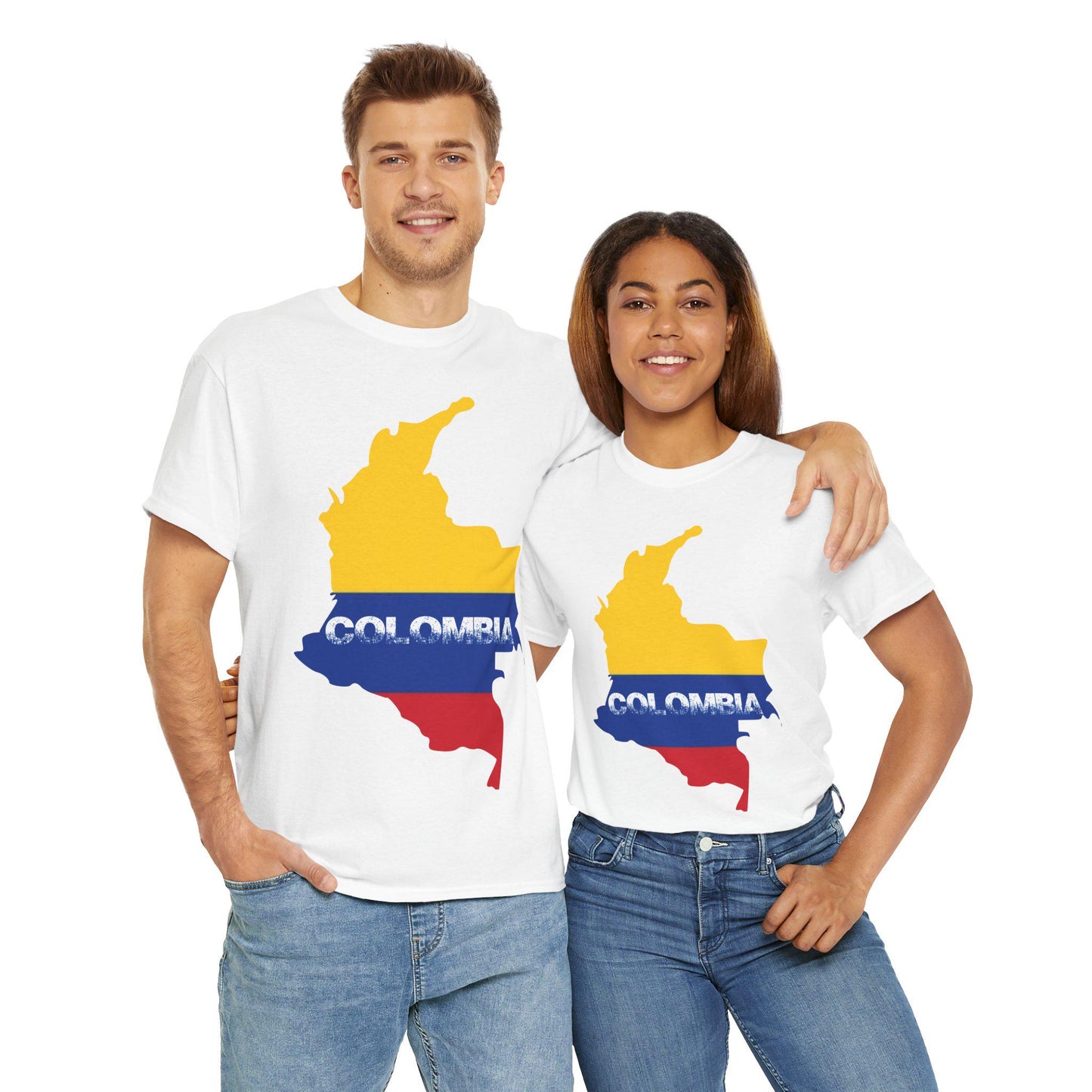 Colombia map of Flag Color, Unisex Heavy Cotton Tee