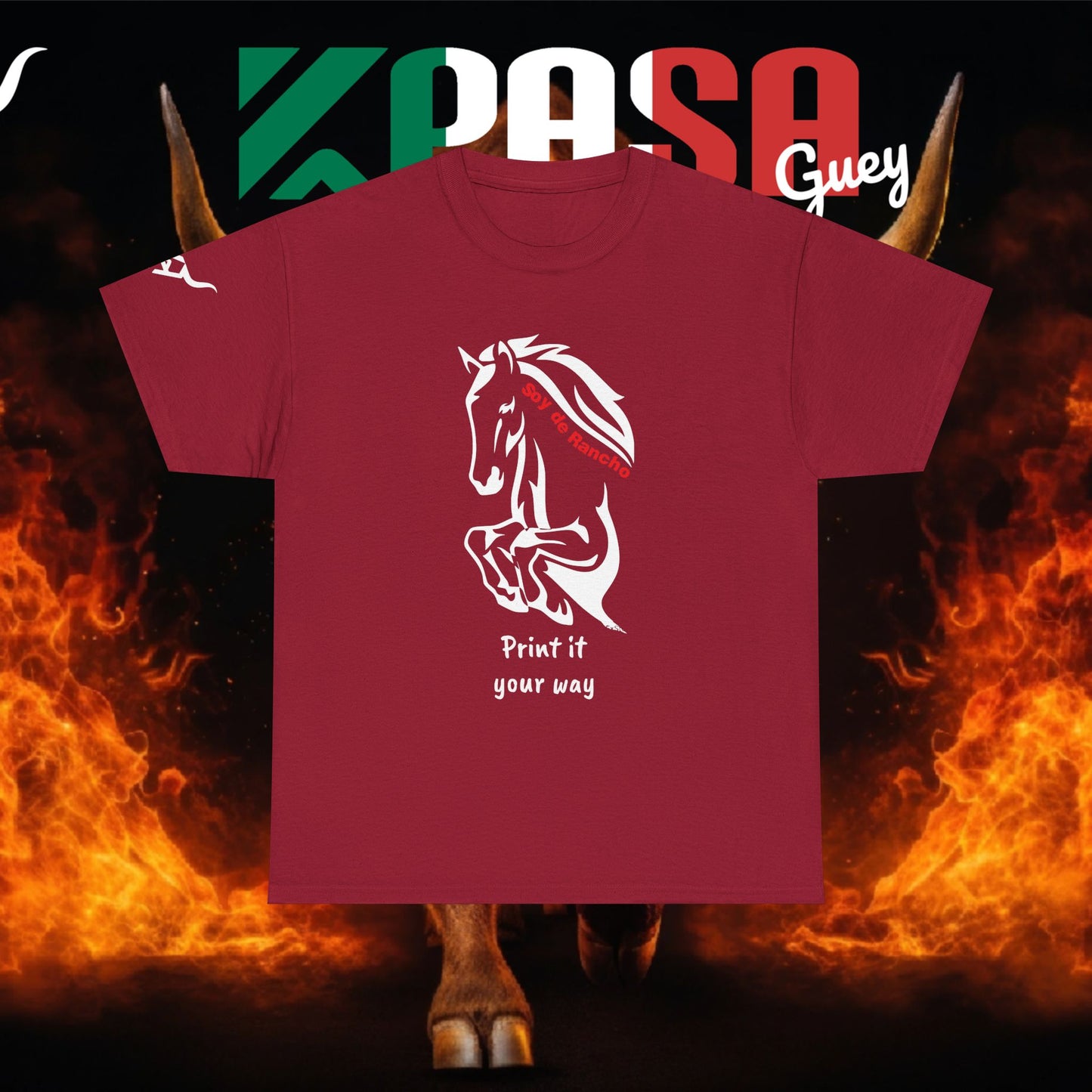 Soy de Rancho KPASA GUEY tri-color Mexico Unisex Heavy Cotton Tee