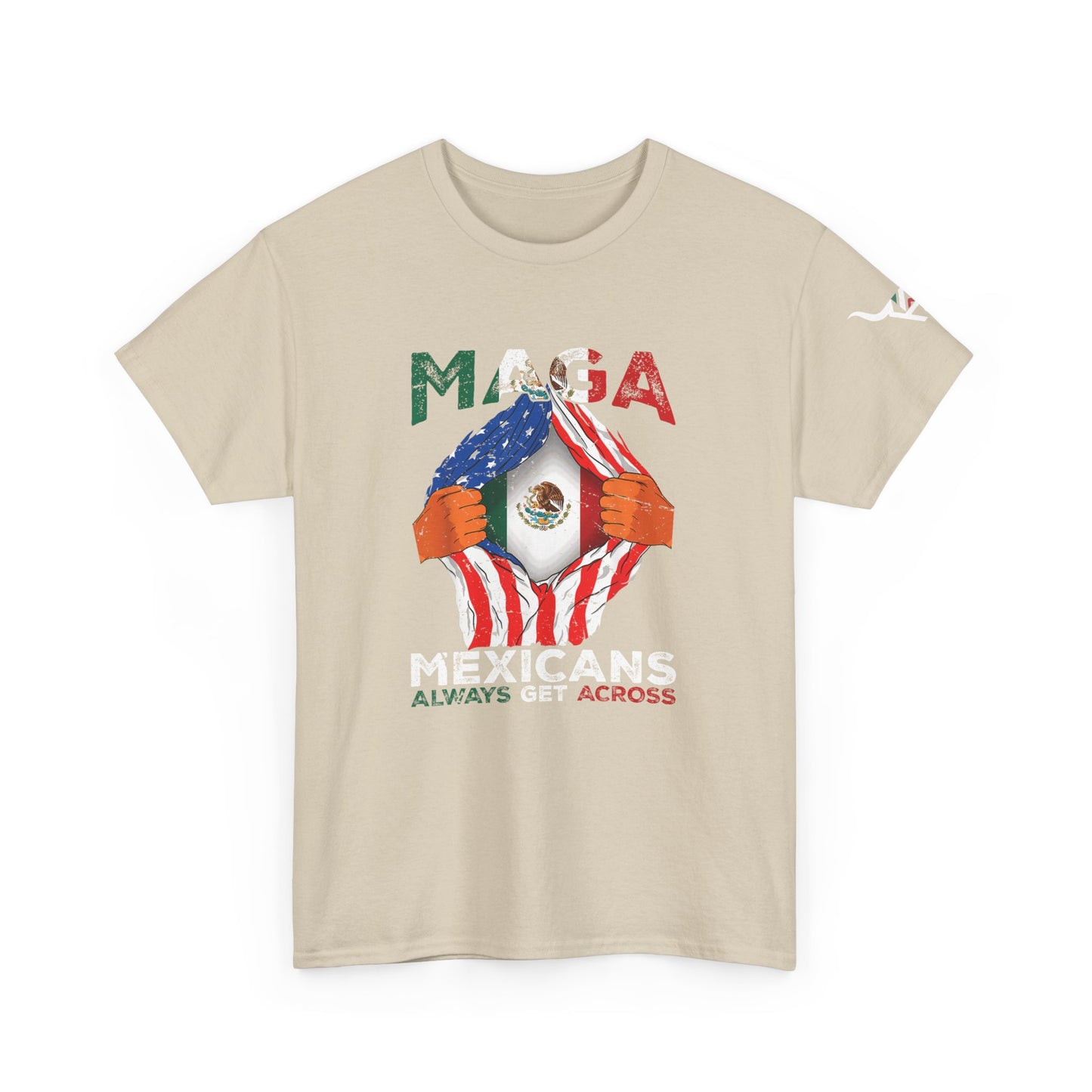 KpasaGuey Mexicans going anywhere, Unisex Heavy Cotton Tee, Here to stay, Wear your voice, Print front Sleeve