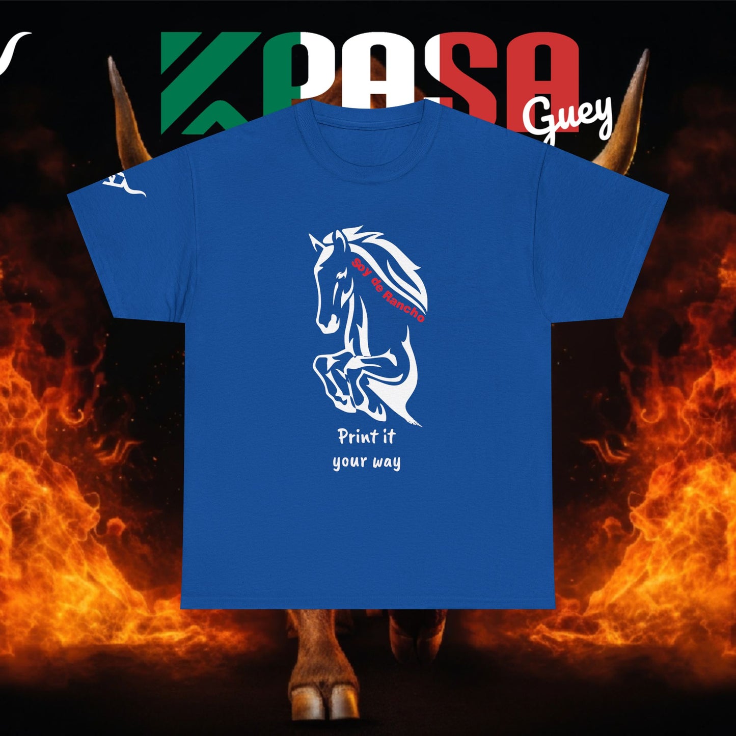 Soy de Rancho KPASA GUEY tri-color Mexico Unisex Heavy Cotton Tee
