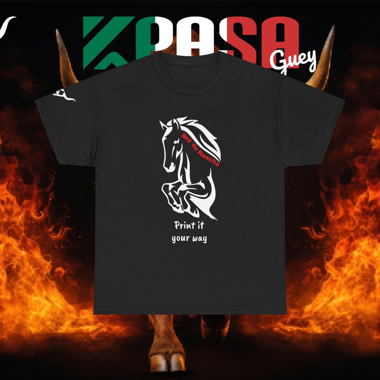 Soy de Rancho KPASA GUEY tri-color Mexico Unisex Heavy Cotton Tee