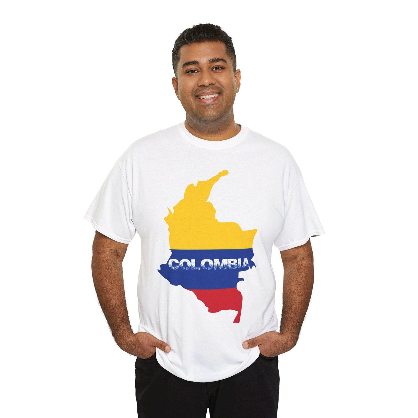 Colombia map of Flag Color, Unisex Heavy Cotton Tee