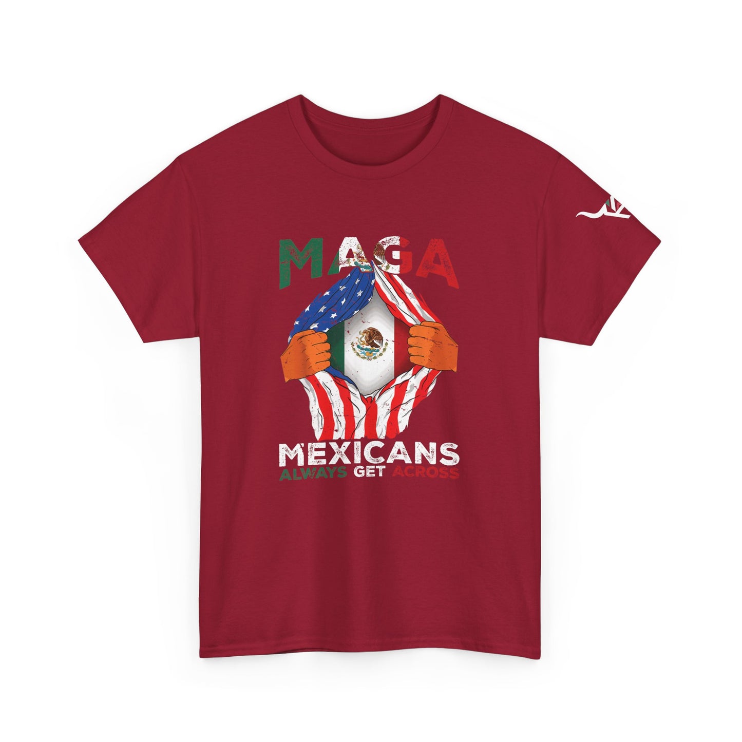 KpasaGuey Mexicans going anywhere, Unisex Heavy Cotton Tee, Here to stay, Wear your voice, Print front Sleeve