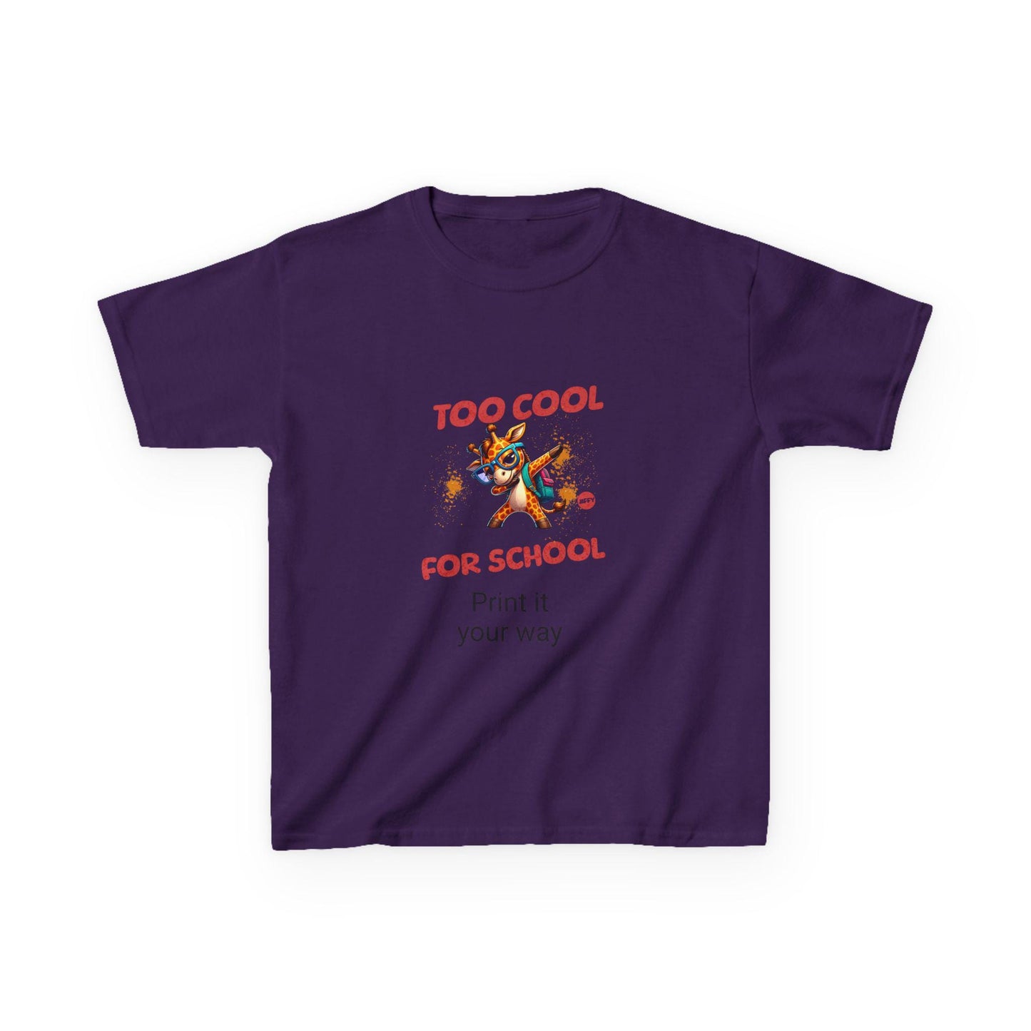 Kids Heavy Cotton™ Tee, Fun Youth Shirt, Too Cool for School Tee, Playful Child's Shirt, Casual Everyday Tee, Birthday Gift, Back to