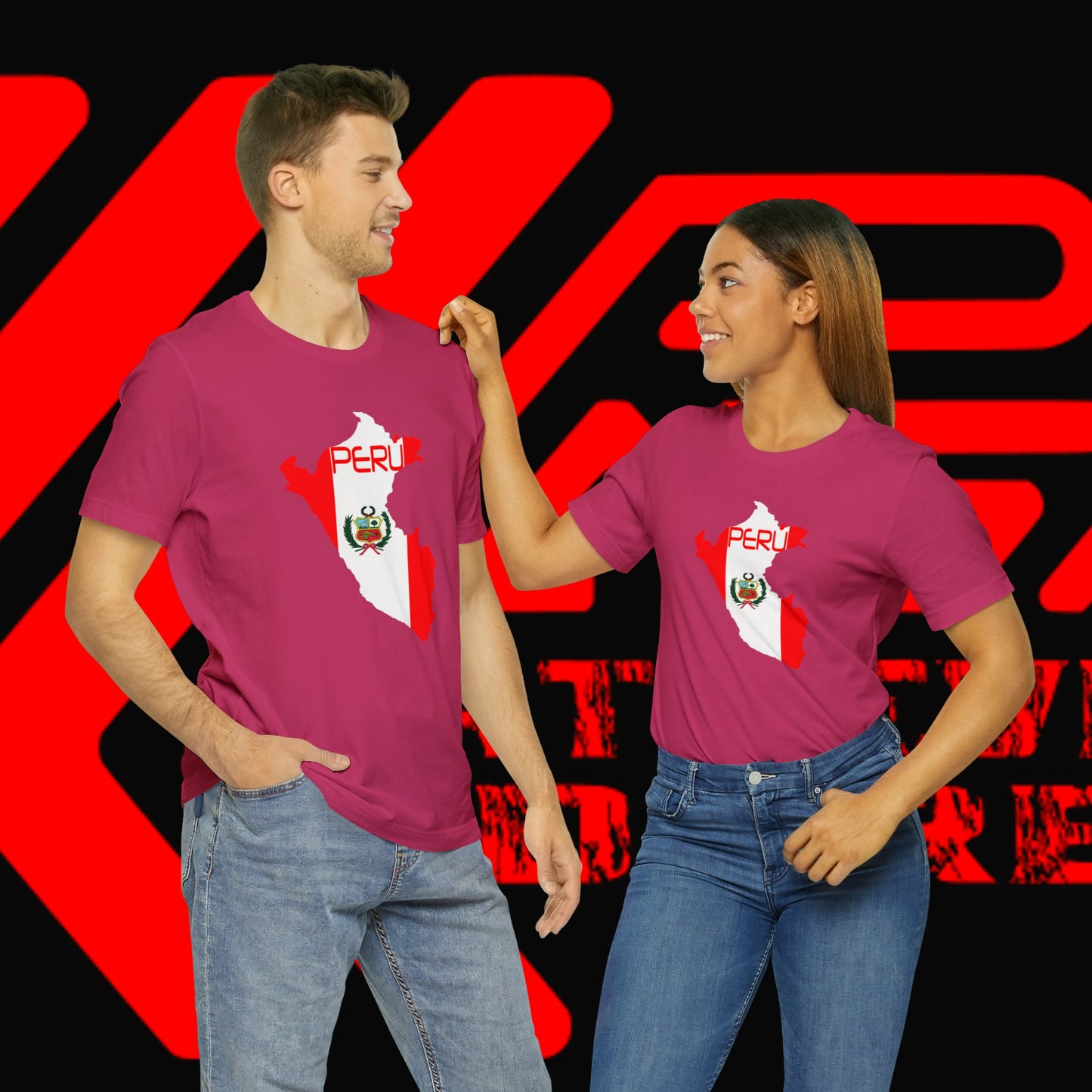 Bandera del Peru, Unisex Jersey Short Sleeve Tee