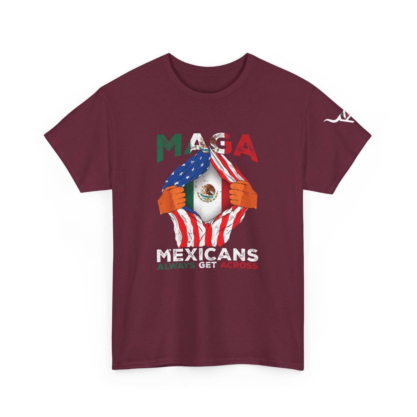 KpasaGuey Mexicans going anywhere, Unisex Heavy Cotton Tee, Here to stay, Wear your voice, Print front Sleeve