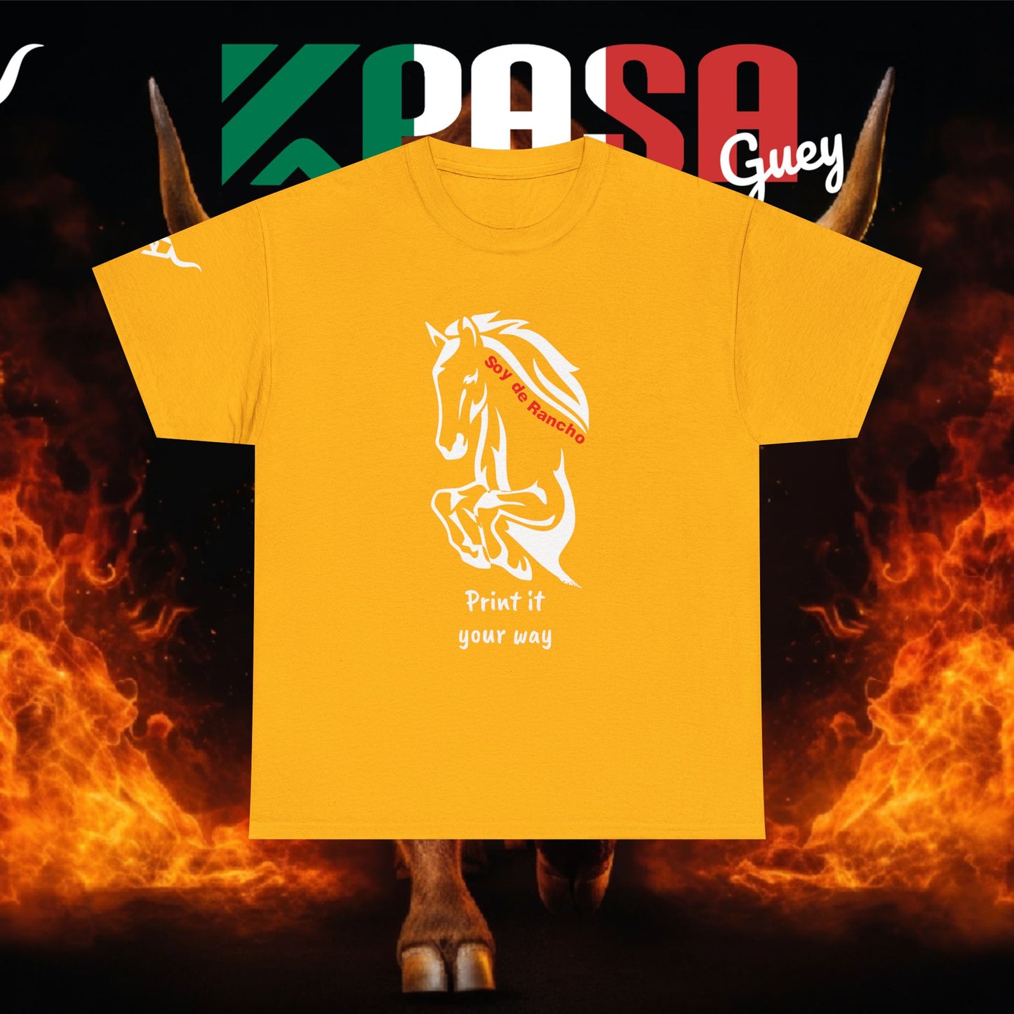 Soy de Rancho KPASA GUEY tri-color Mexico Unisex Heavy Cotton Tee