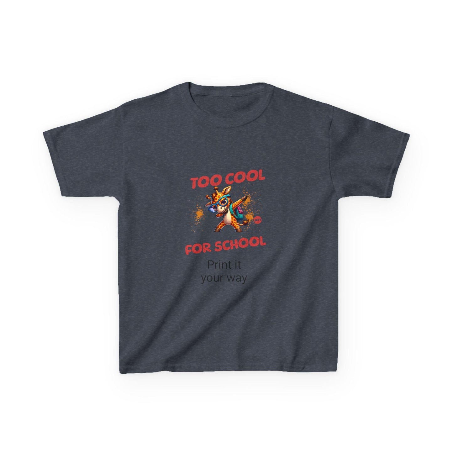 Kids Heavy Cotton™ Tee, Fun Youth Shirt, Too Cool for School Tee, Playful Child's Shirt, Casual Everyday Tee, Birthday Gift, Back to