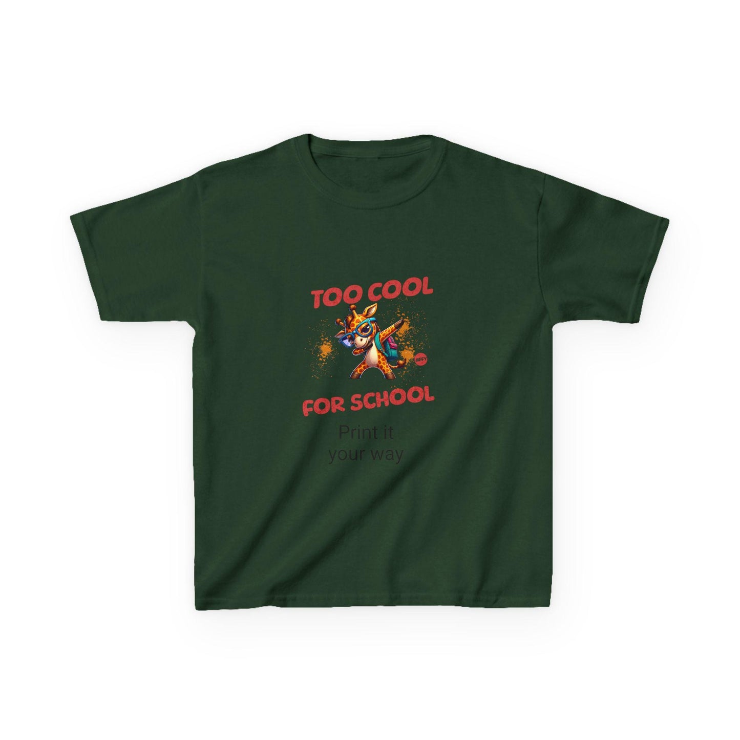 Kids Heavy Cotton™ Tee, Fun Youth Shirt, Too Cool for School Tee, Playful Child's Shirt, Casual Everyday Tee, Birthday Gift, Back to
