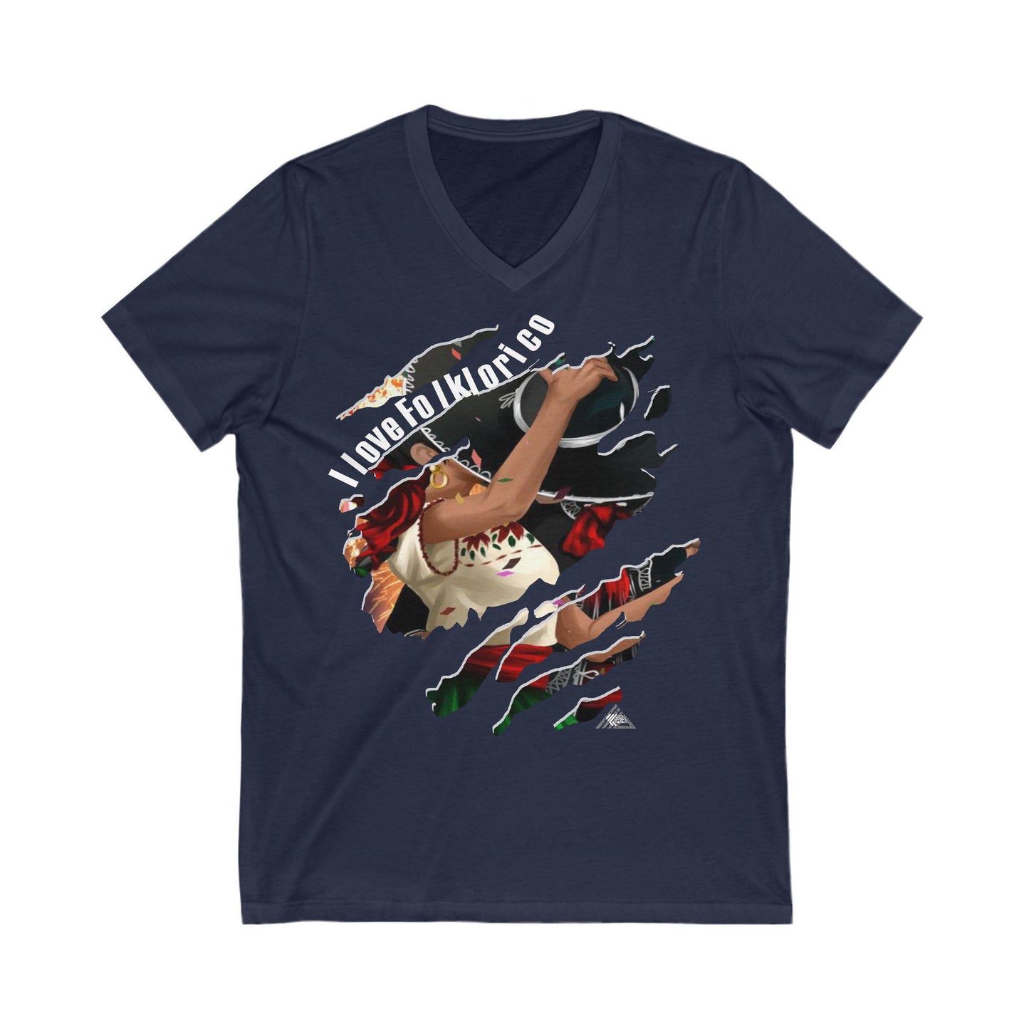 I Love Folklorico Ripped Unisex Jersey Short Sleeve V-Neck Tee