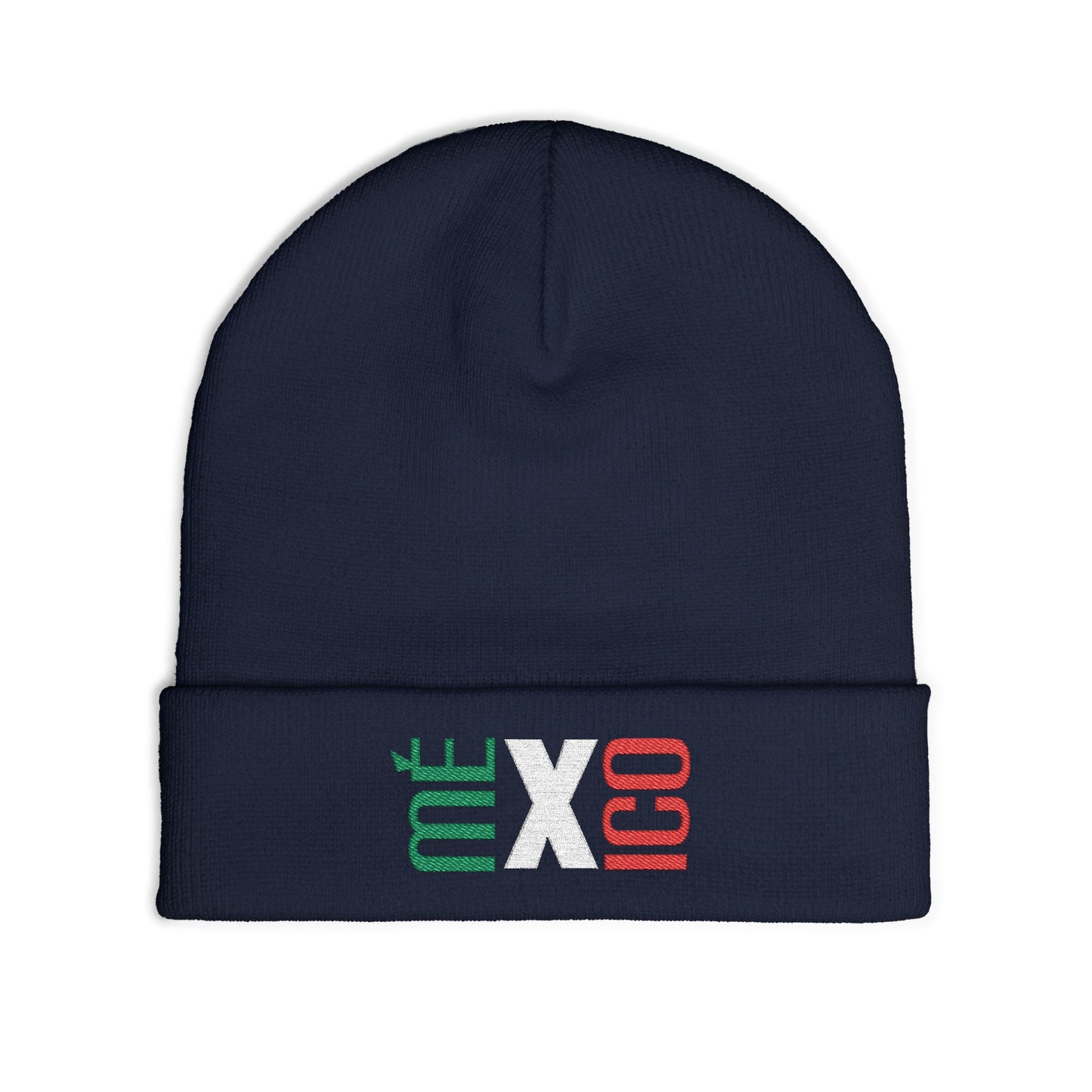 Mexico Flag Colors Embroidered Knit Beanie