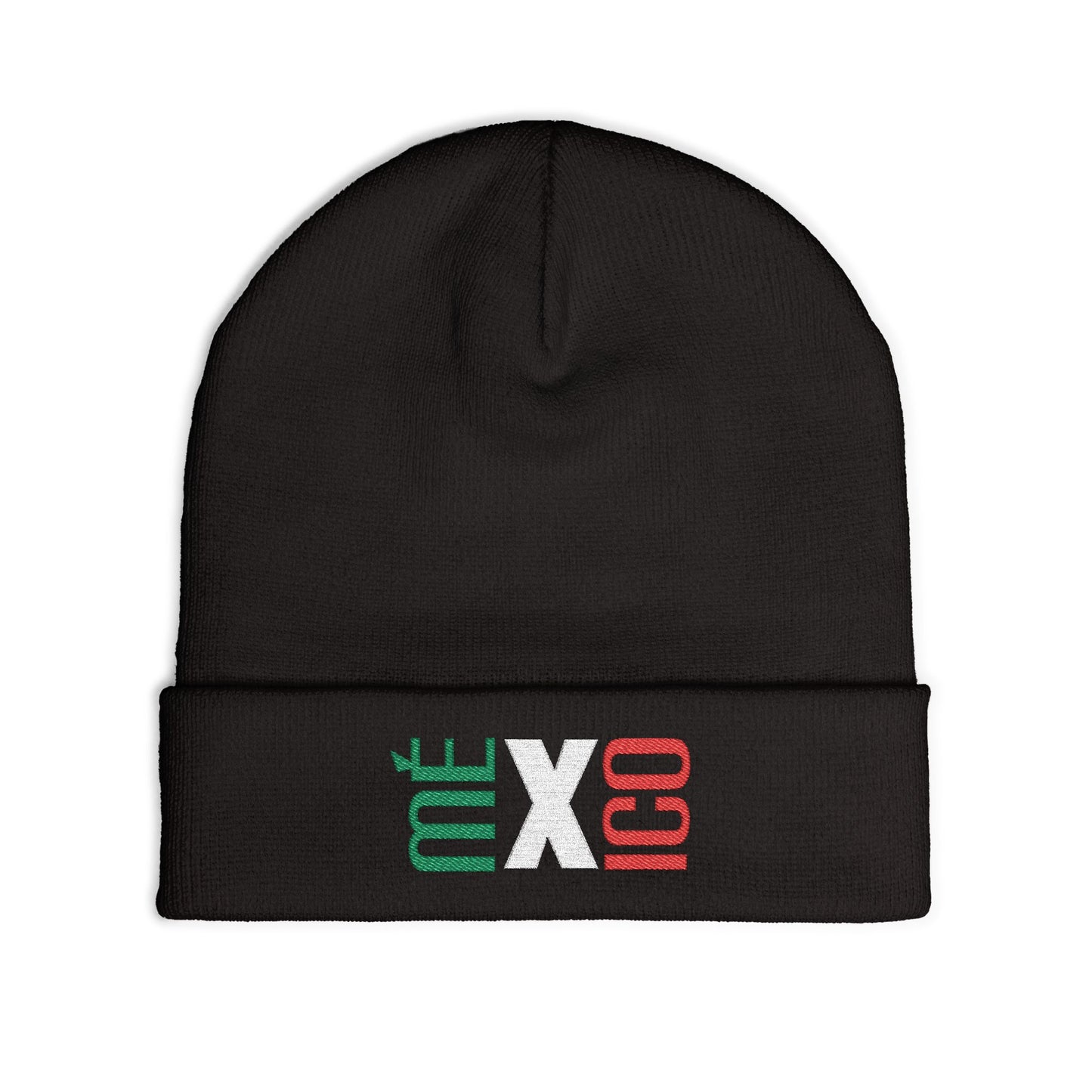 Mexico Flag Colors Embroidered Knit Beanie