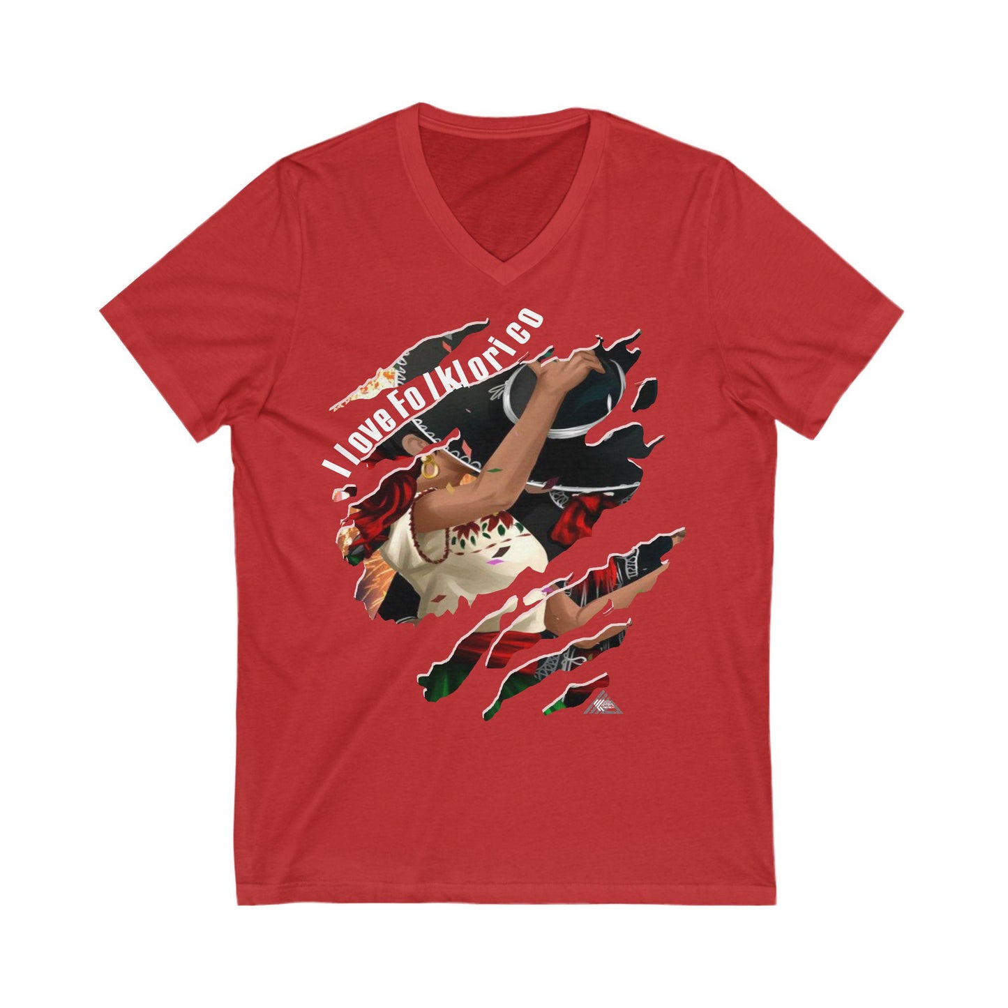 I Love Folklorico Ripped Unisex Jersey Short Sleeve V-Neck Tee