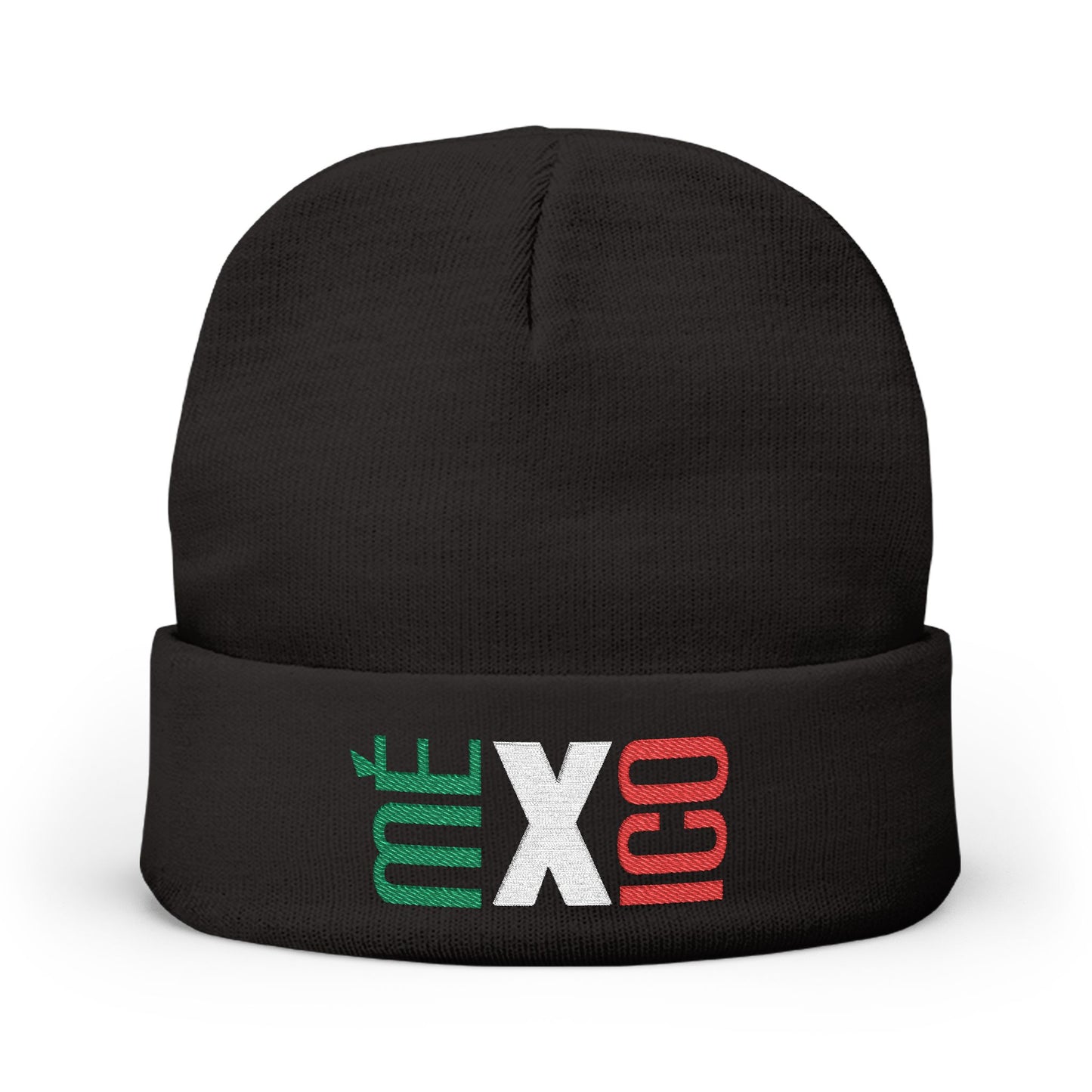 Mexico Flag Colors Embroidered Knit Beanie