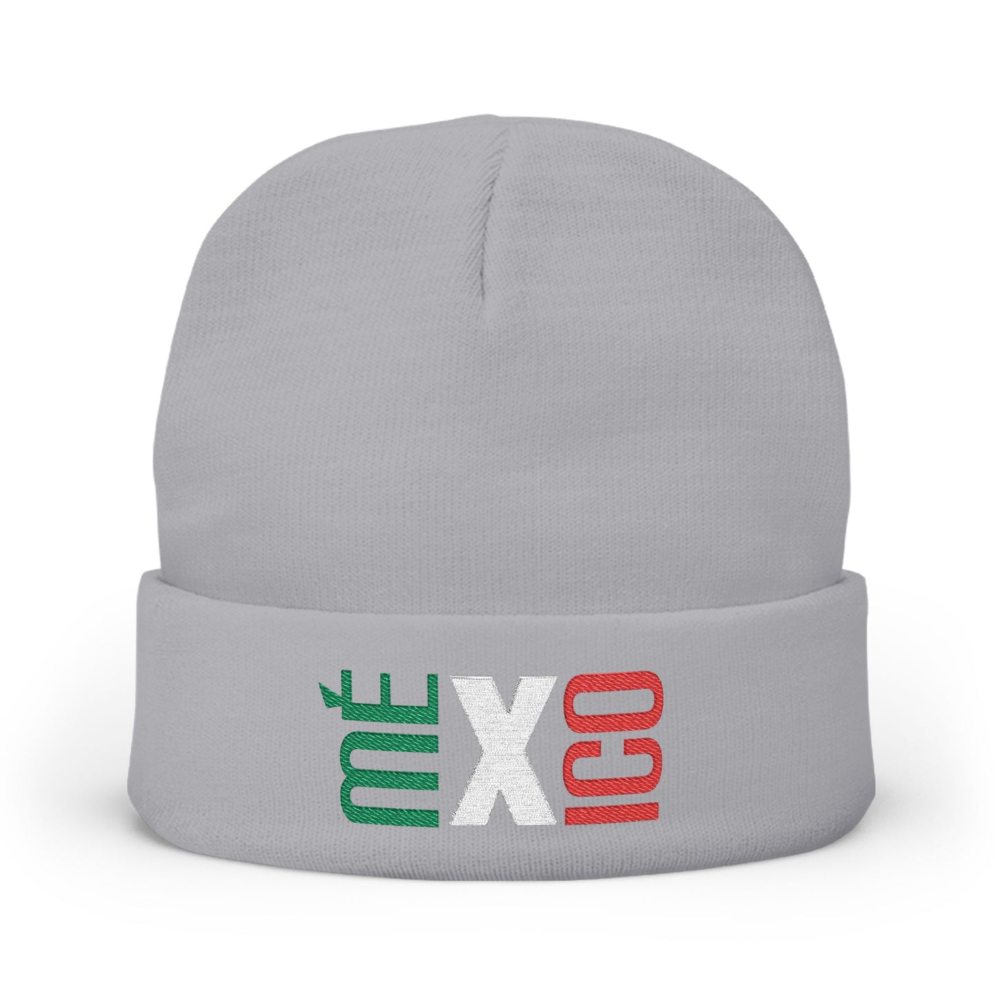 Mexico Flag Colors Embroidered Knit Beanie