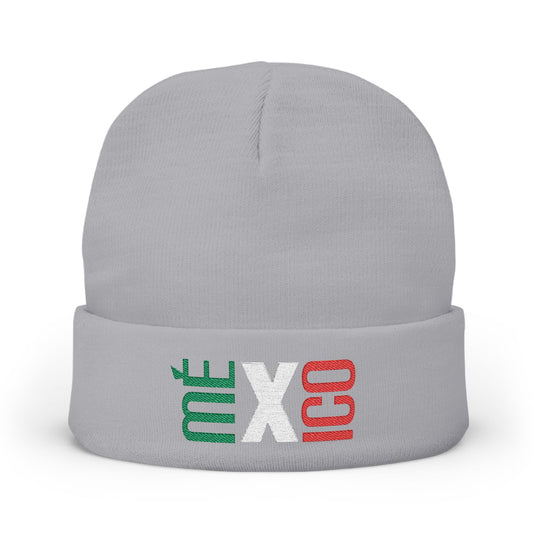 Mexico Flag Colors Embroidered Knit Beanie