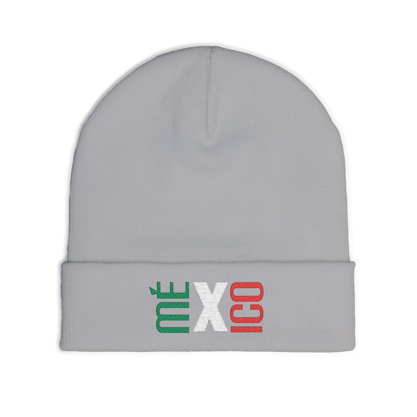 Mexico Flag Colors Embroidered Knit Beanie