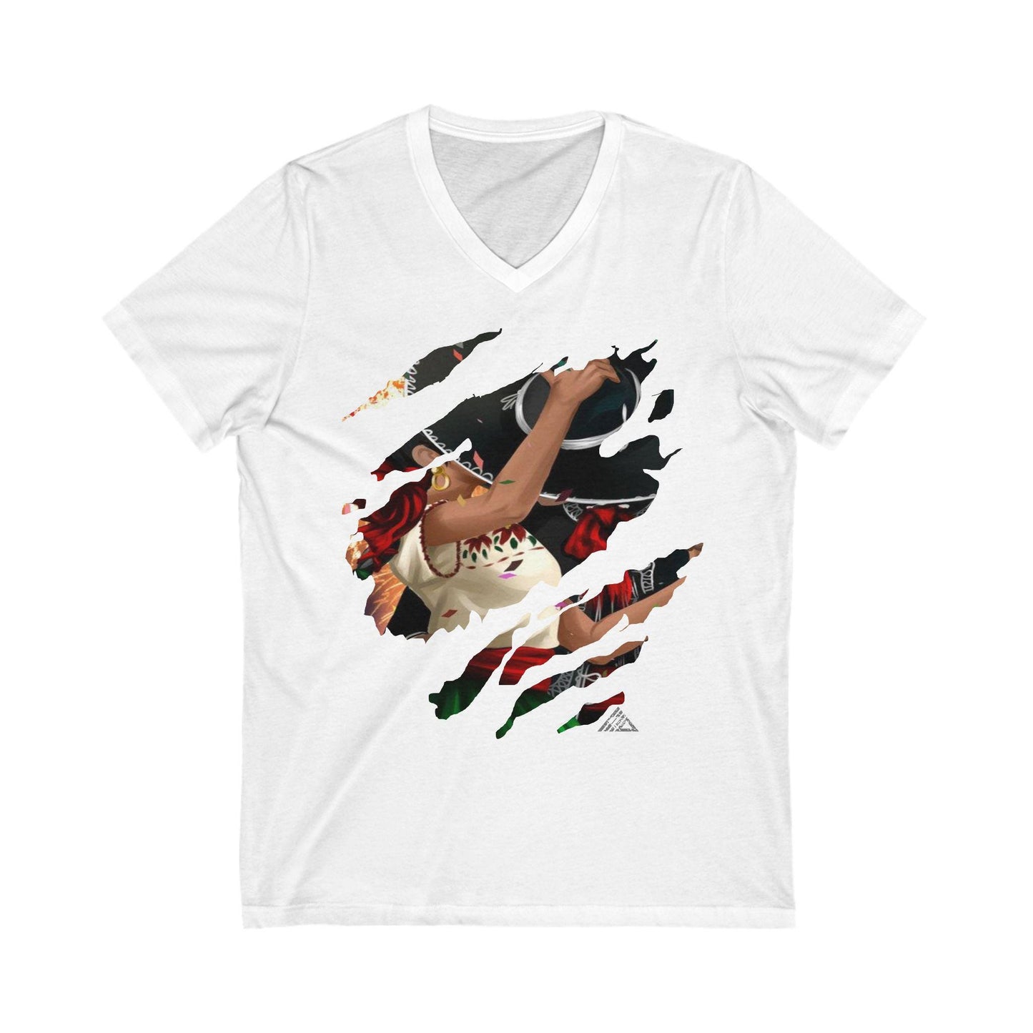 I Love Folklorico Ripped Unisex Jersey Short Sleeve V-Neck Tee