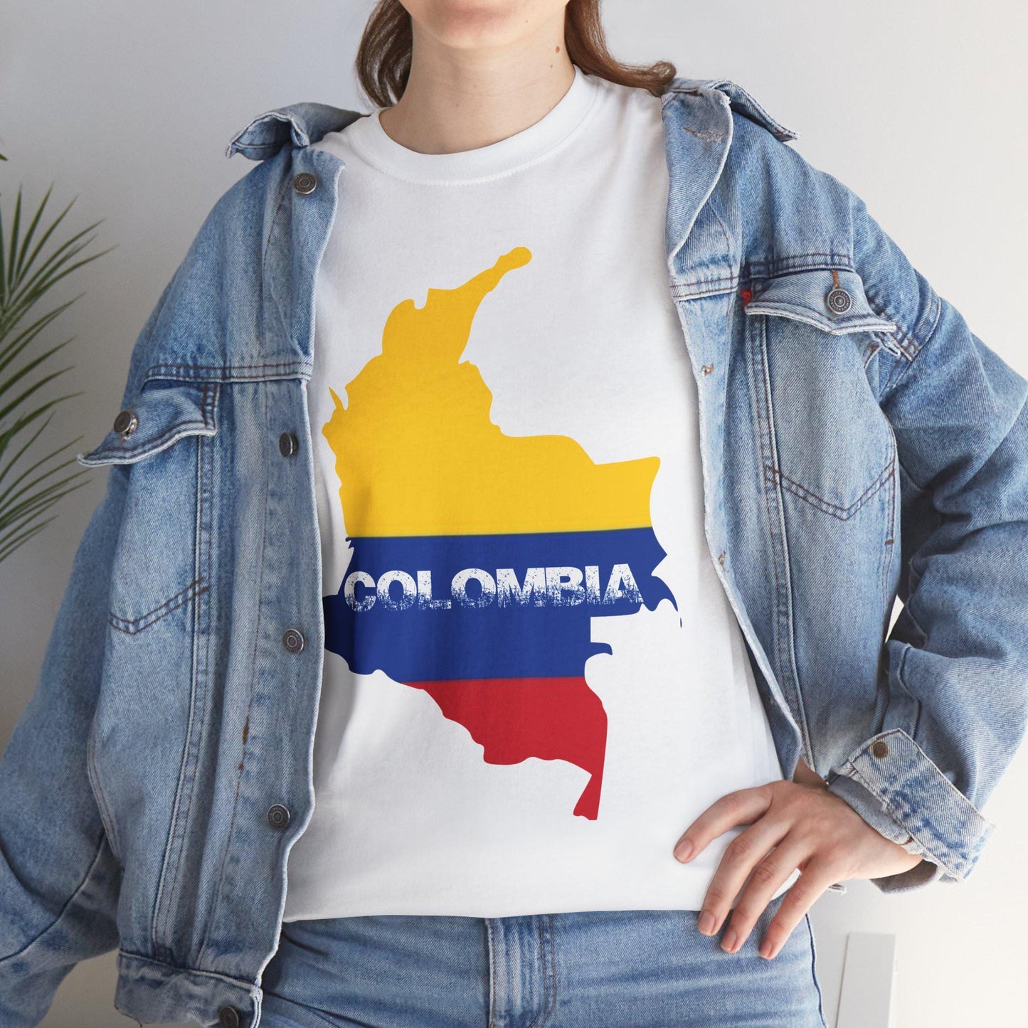 Colombia map of Flag Color, Unisex Heavy Cotton Tee