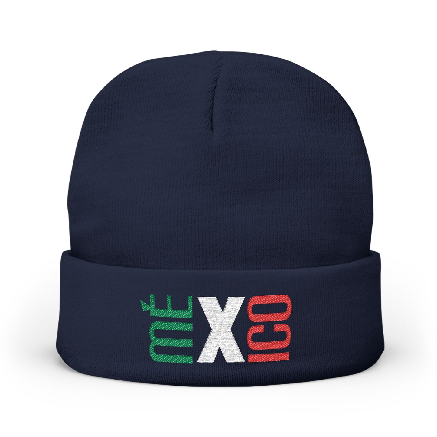 Mexico Flag Colors Embroidered Knit Beanie