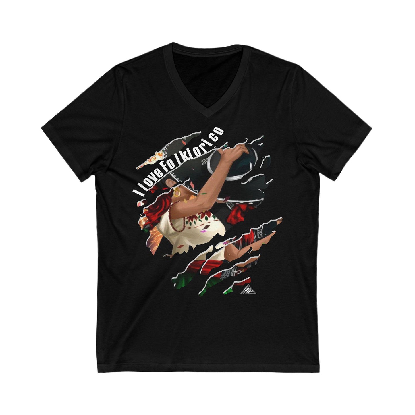 I Love Folklorico Ripped Unisex Jersey Short Sleeve V-Neck Tee